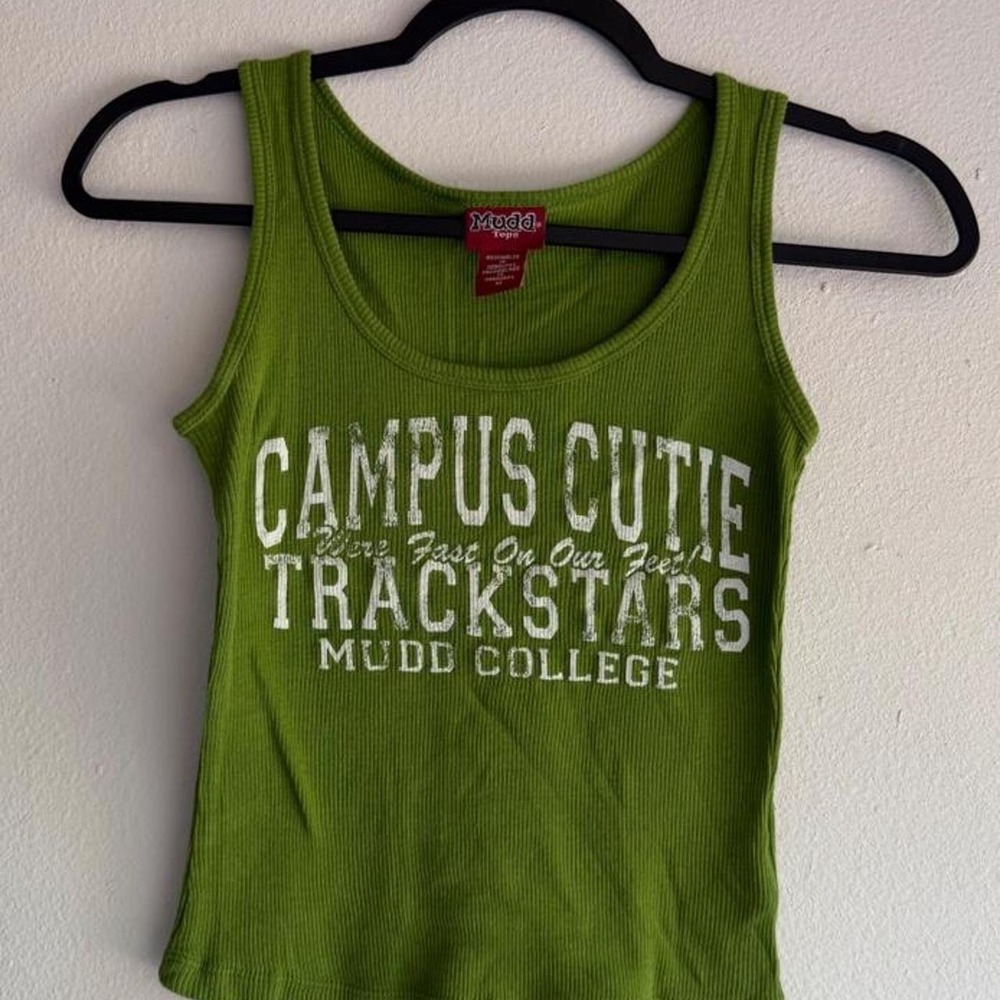Y2K Mudd Tops campus cutie green tank top